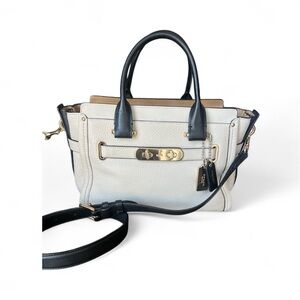 Coach Swaggle 27 in Cream Pebble Leather Handbag